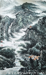 李发林作品 《青山人家》 规格：136cmx70cm